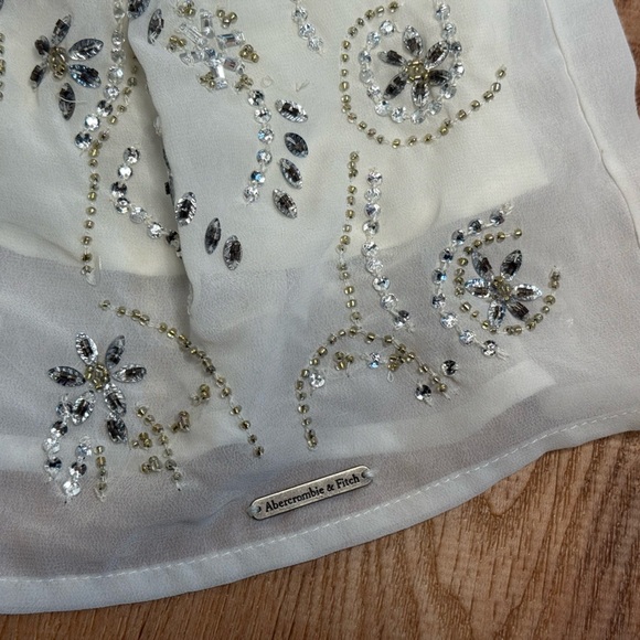 Y2K Abercrombie & Fitch Beaded Rhinestone Mini Skirt Cream Ivory Women’s XS NWT - Picture 7 of 9